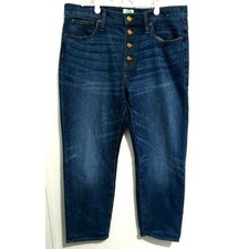 J Crew Straightaway Jeans Button Fly High Rise Ankle Medium Wash Size 30