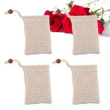 4PCS Linen Exfoliating Mesh Soap Saver Pouch Bubble Foaming Net for Bath