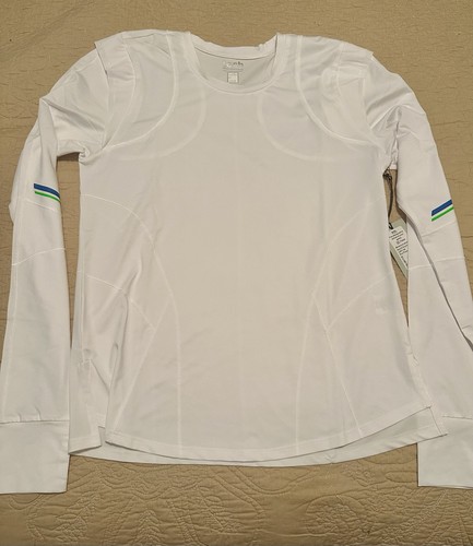 LUCKY IN LOVE UPF 30+ Tech Performance Swoop Long Sleeve Top, White Size Medium - Picture 8 of 11