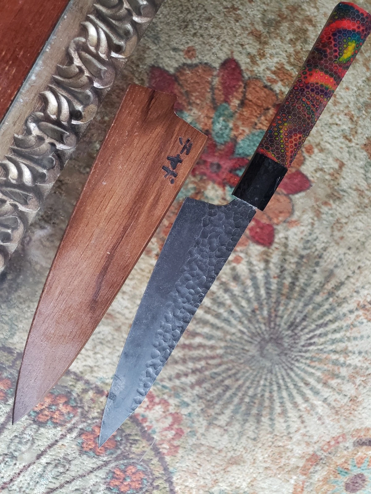 9 Inch Hammered Stainless K-tip Chef's Knife With Multi Colored Hex Handle
Opens in a new window or 