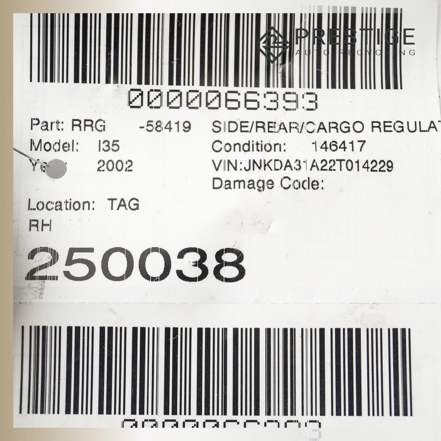 01-2004 INFINITI I30 I35 Regulador Ventana Puerta con Motor Trasero Derecho 82720-2Y000 Foto 4 de 4