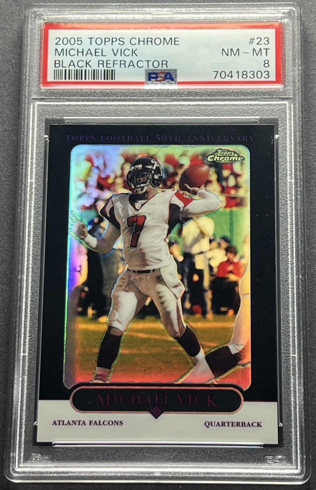 2005 Topps Chrome Black Refractor #23 Michael Vick /100 PSA 8