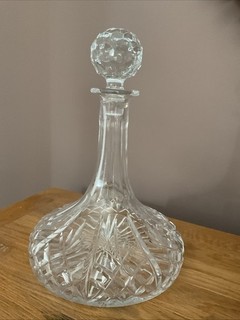 Vintage ships decanter Heavy maybe Stuart Crystal With Stopper Vgc 11” high