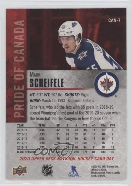 2020 Upper Deck National Hockey Card Day Canada Mark Scheifele #CAN-7 - Image 2 of 2