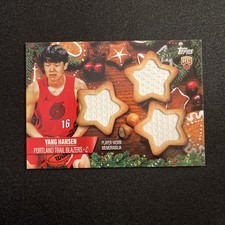 YANG HANSEN - 2025-26 Topps Holiday (RC) Player Worn Triple Relic Trail Blazers!