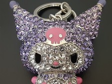 Sanrio Hello Kitty KUROMI Bling Rhinestone Keychain Bag Charm Pre-Owned