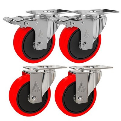4x Schwerlast 100 mm Gummi Lenkrollen - 700 kg Industrie Möbel Rollen