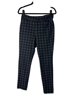 Old Navy High Rise Pixie Never Fade Ankle Pants Sz 8 Black Plaid Windowpane Grid
