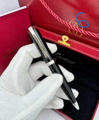 PRE-ORDER Cartier Santos Ballpoint Pen Palladium Guilloche Silver Luxury