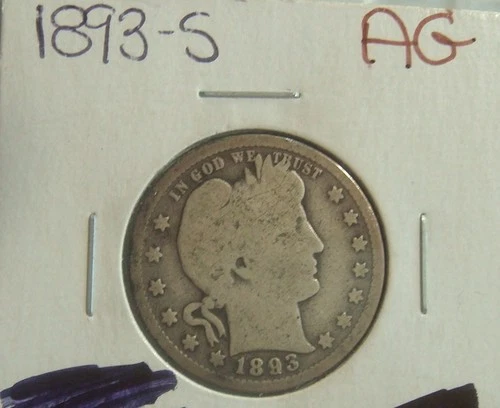 1893 S Barber Silver Quarter