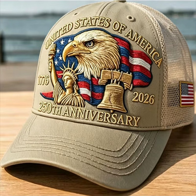 USA 250th Anniversary Hat Cap Eagle 1776 2026 RED Embroidered Made In USA V2.0