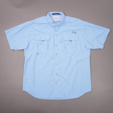 Columbia PFG Bahama II Vented Short Sleeve Shirt Mens Large Blue FM7047 EUC