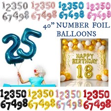 40" Giant Number Letter Foil Balloon 0-9 Number Party Word Decoration baloons UK
