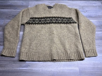 Vintage Abercrombie And Fitch Mens Wool Sweater Size XL Oatmeal Nordic Brown Y2K