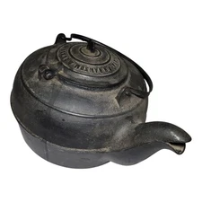 Antique S.H. Ransom Cast Iron Kettle 8"x14" Albany NY