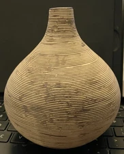 CB2 Congo Ridged Brown MiniVase 313-521