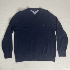 Tommy Hilfiger Men  s Navy Blue Long Sleeve Pullover Sweater Sz L