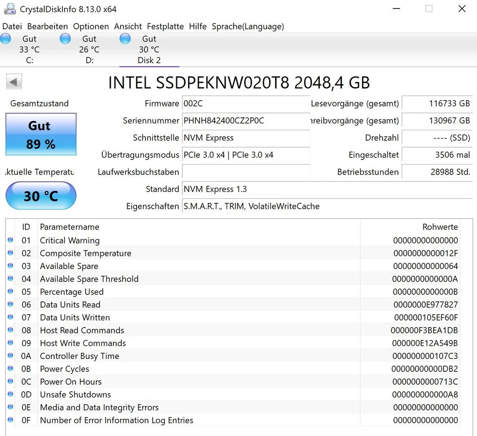 Intel 660p Nvme SSD - 2TB - M.2 2280 / M-Key / PCIe 3.0 x4 Festplatte - Bild 2 von 4