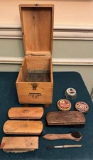 Shoe Shine Wooden Box Kit Vintage Valet Brushes Advertising Esquire Deluxe