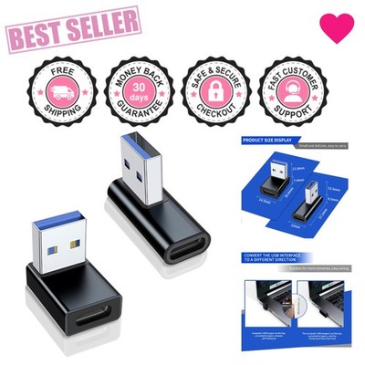 Compact 2-Pack Right Angle USB 3.0 to Type C Adapters for Easy Device Connection