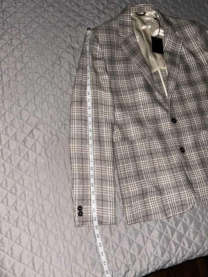NUEVO CON ETIQUETAS - Chaqueta Billy Reid Archie - Hecha en Italia Ventana Cuadros Tostado/Multi; 42R Foto 3 de 4