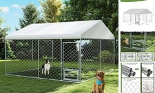 Outdoor Dog Kennel with Roof, 10x10 Ft Dog Kennel 122.0"L x 122.0"W x 65.0"H