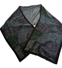 Chico's Shawl Wrap Green Blue Burn Out Velvet Silk Forest Fairy Large 13” x 62”