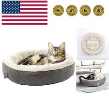 Round Donut Cat and Dog Cushion Bed, 20in Bed for Cats or Small Dogs, Anti-Sl...