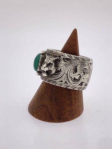 GUCCI Ring SV925 Size 19 Men's Garden Tiger Cat Head Used - Picture 2 of 3