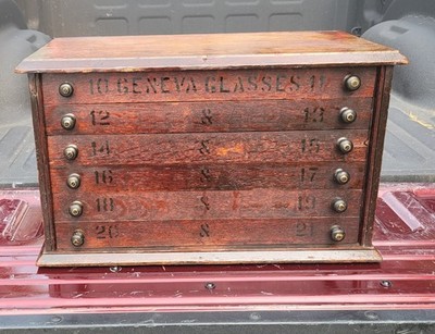 Geneva Glasses Antique Wooden Counter Medical Cabinet Eyes | eBay