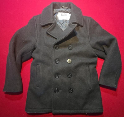 Chaqueta Schott NYC U.S. 740N Abrigo Militar de Lana Negra 40 Pecho Talla 6 Bonito - Imagen 1 de 4