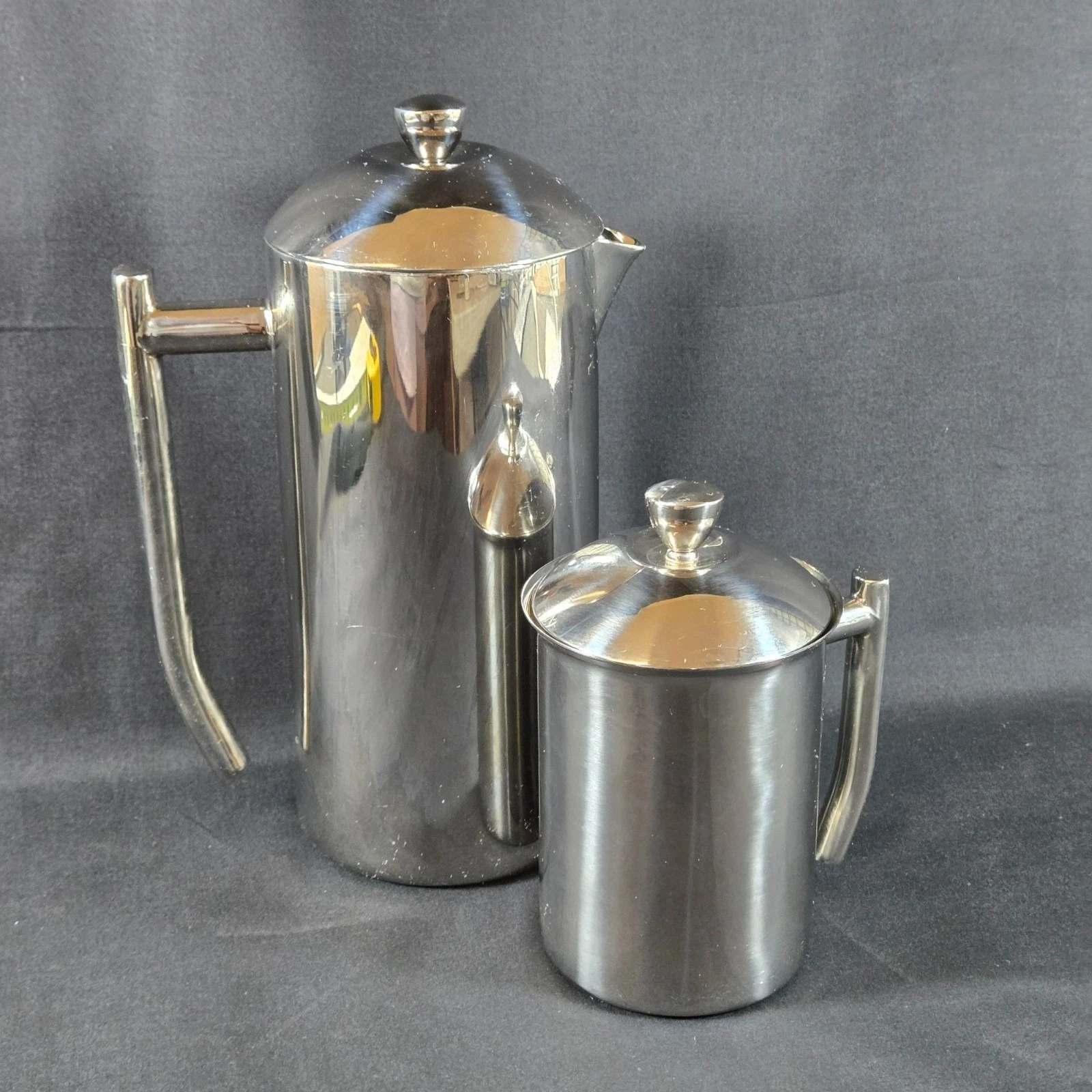 Frieling Stainless Steel 36oz French Press & Milk Frother Set Double Wall