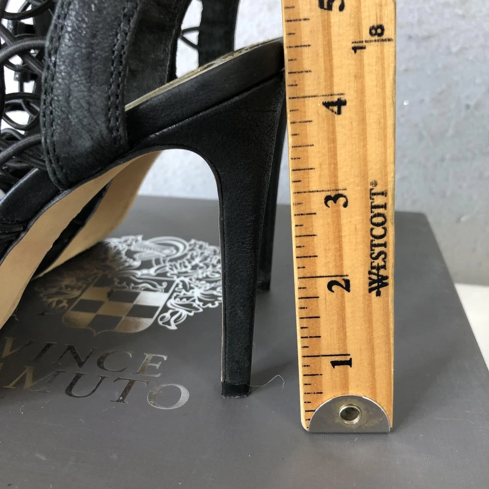 Vince Camuto Shoes Womens Size 8M Black VC-FOSSEL Lace Up Stiletto Heels Sandals - Image 4 of 4