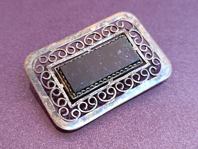 875 Silver USSR Brooch With Stone, Silver Brooch, 875 Silver, Vintage Brooch