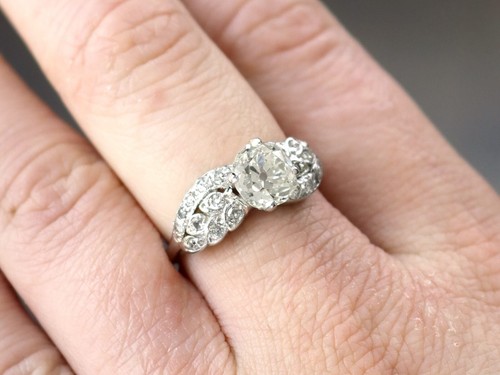 Antik Vintage 2,70 Ct Altschliff Diamant 15k Weißgold Platin Set Twist Ring - Bild 3 von 12