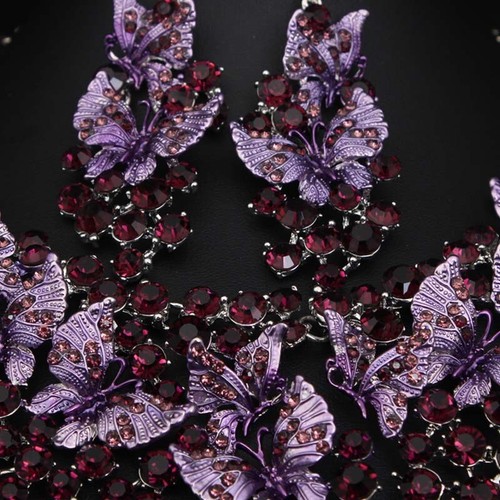 Crystal Jewelry Set Statement Necklace Earring Choker Bibs Women Bridal Wedding - Picture 149 of 174