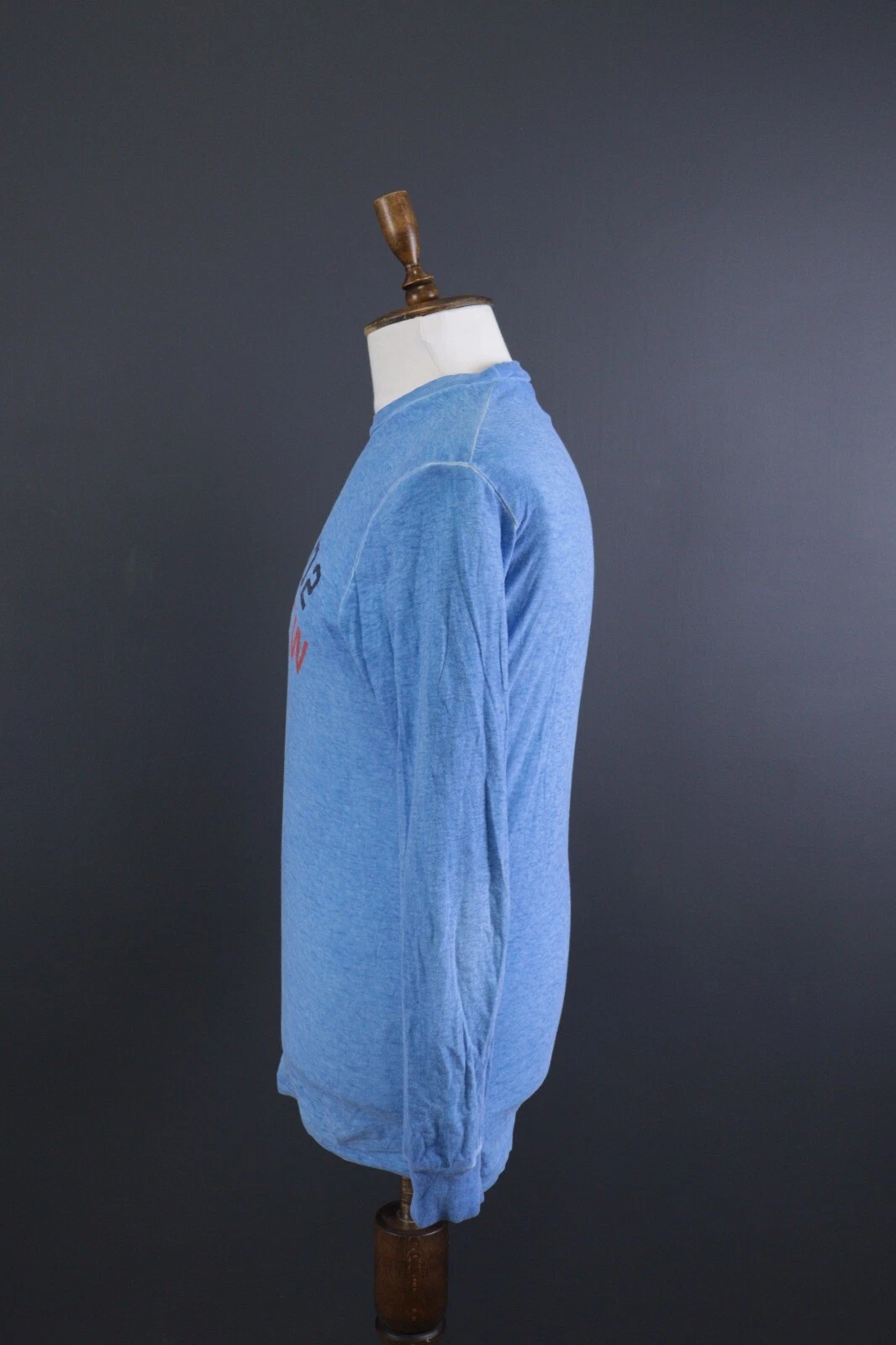 Felpa top DSQUARED2 blu lino manica lunga stampata taglia S