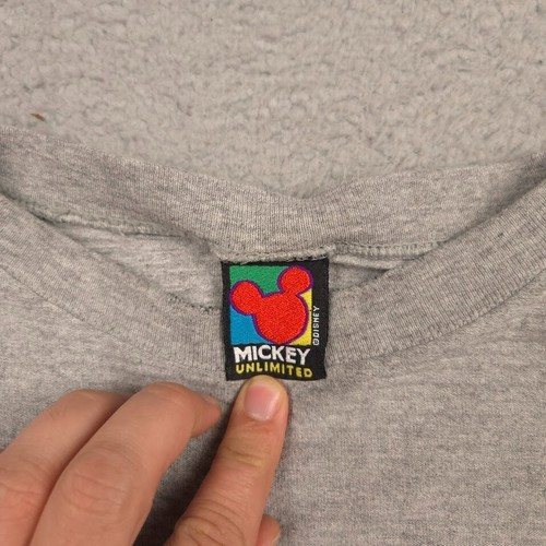 Disney Mickey Unlimited T-Shirt Mens L Gray Embroidered Mickey Mouse VTG 90s - Bild 3 von 11