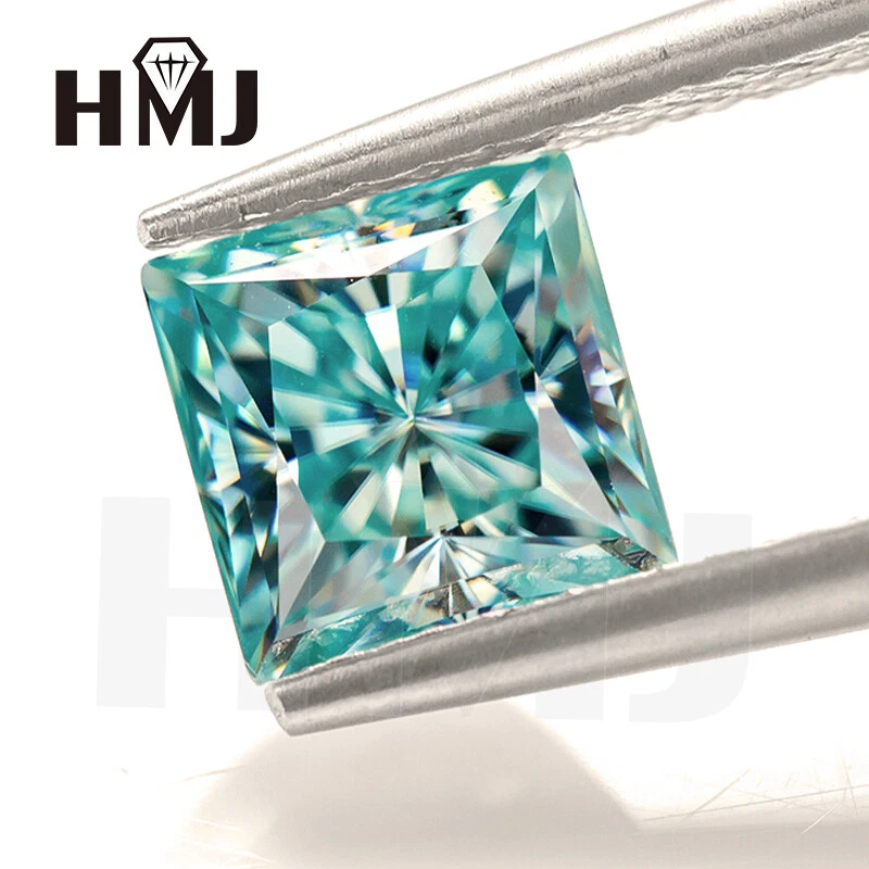 Aqua Blue Princess Crush Ice Cut Moissanite Loose Stone Gemstone VVS1 With GRA - Image 4 of 4