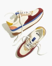 Madewell Kickoff Trainer Sneakers in Colorblock Leather and Suede NA832 size 9
