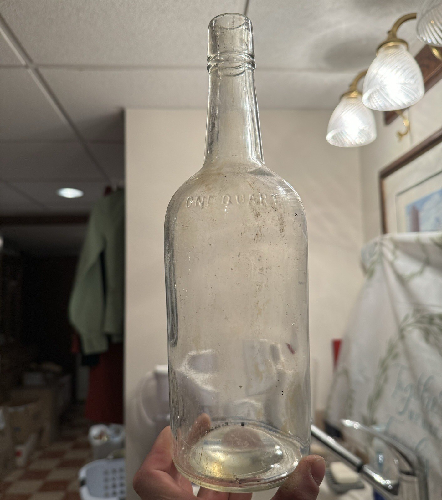 PrePro Antique Clear Whiskey Cylinder Bottle Qt Ca 1915 Cork Top Bourbon Rye eBay