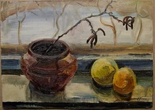 Ukrainian Soviet Oil Painting Still Life realism impressionism twig  