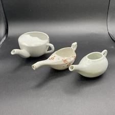 3 Antique Porcelain Invalid Feeders Feeder Lot 2 Boat 1 Round
