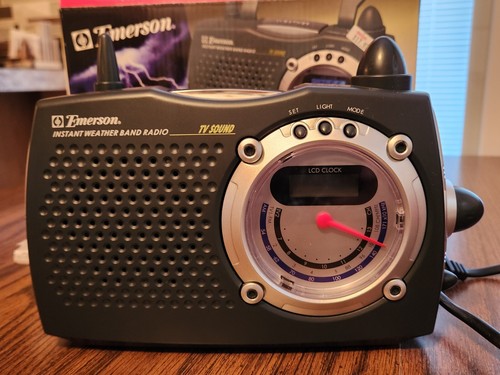 Emerson Instant Weather Band Radio w/LCD Clock AM/FM/TV Bands RP6249 ...
