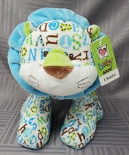 Baby Ganz Lion Plush Rattle Pitter Pattern Alphabet Blue Stuffed Toy 9.5  