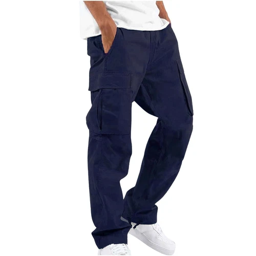 Men's Casual Cargo Pants Elastic Waist Drawstring Multi-Pocket Work Trousers - Bild 15 von 15