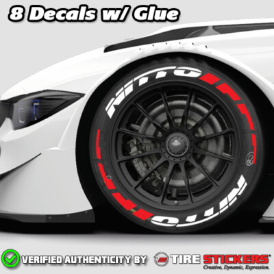 Tire Lettering - NITTO w/ FROST FLARES - 1.25'' for 19''20''21'' (8 Stickers -WHITE)