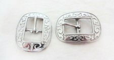 Pair Jeremiah Watt Oval Center Bar Buckles Stainless Steel Horse Tack Sizes New