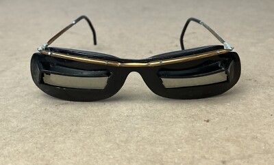 Vintage Cebe Bevete Visor Mask Glacier Shield Glasses Black Gold France RARE