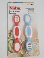 Nuby Dip  Scoop Spoons 2-Pack - Easy Grip - Encourages Self-Feeding - BPA Free